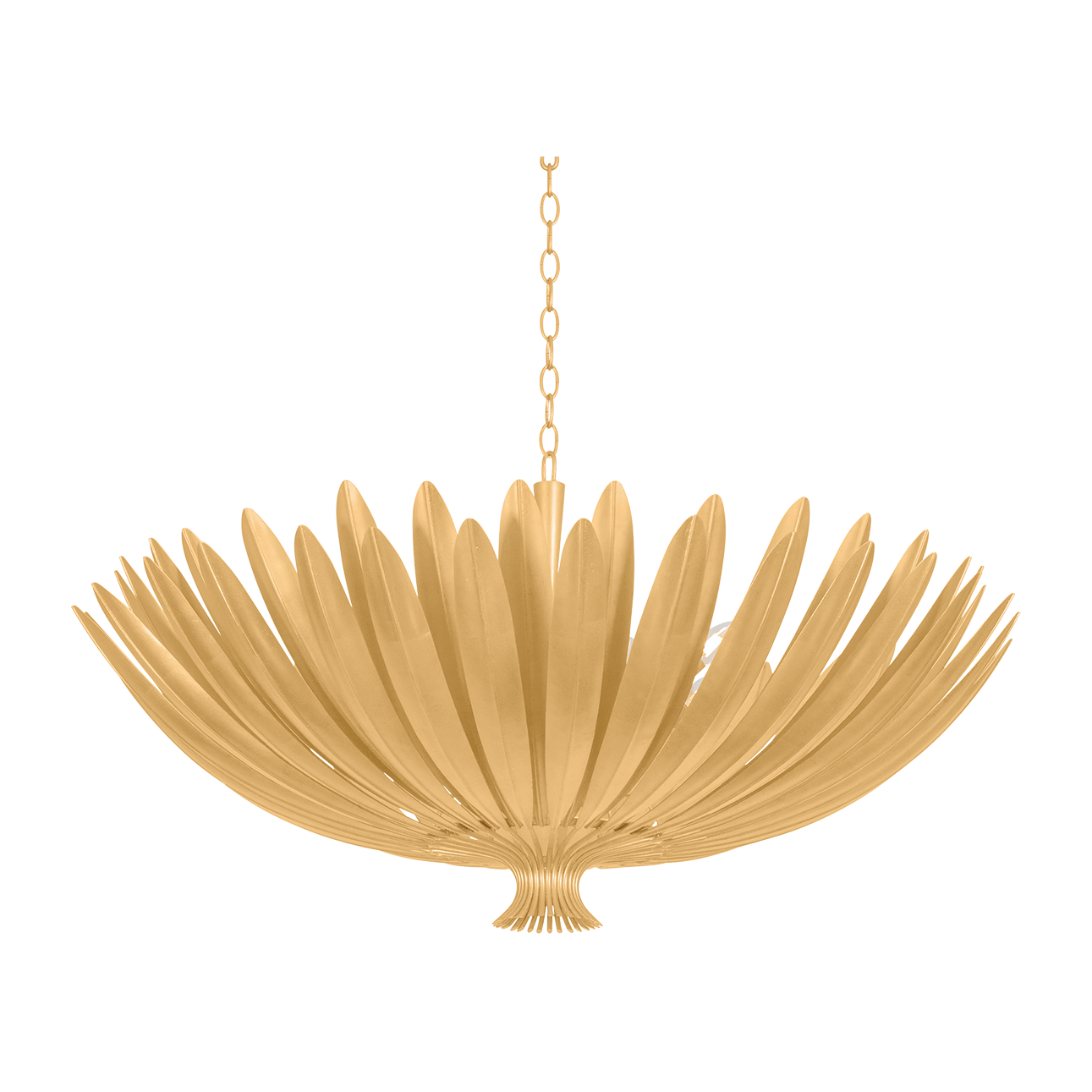 12-Light Botanical Leaf Chandelier / Vintage Gold Leaf