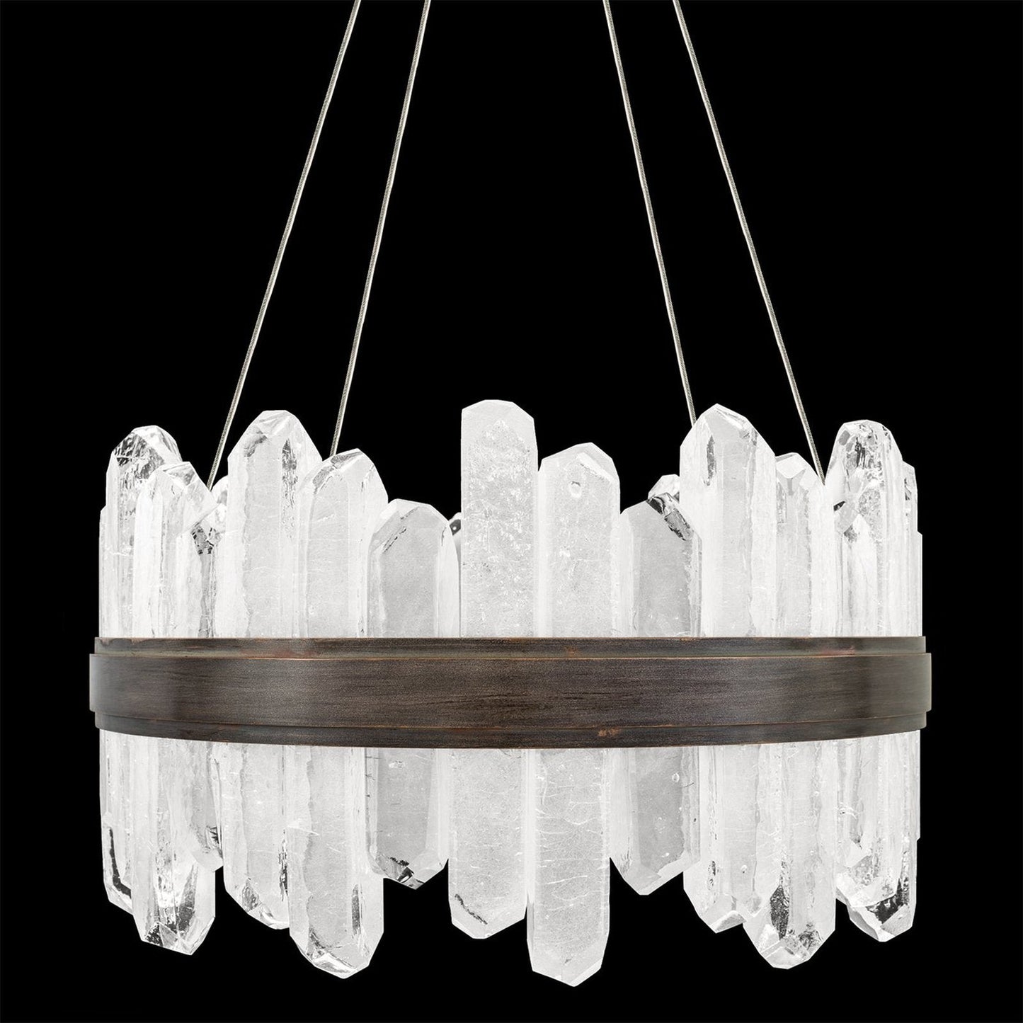 21-Inch Round Crystal LED Pendant Light / Bronze