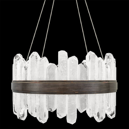 21-Inch Round Crystal LED Pendant Light / Bronze