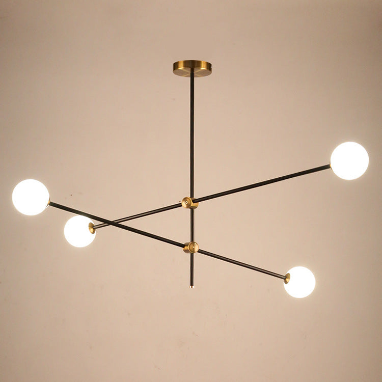 4-Light Black Glass Chandelier / Warm Light / Black 4 Heads
