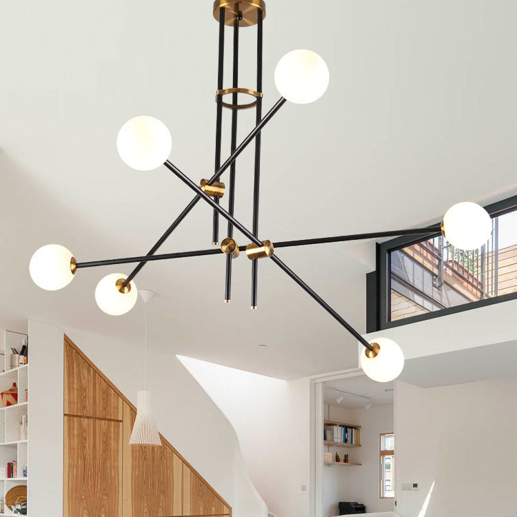 4-Light Black Glass Chandelier / Without Bulb / Black 4 Heads