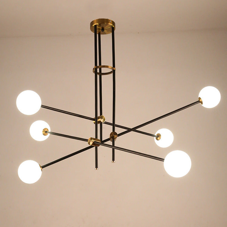 4-Light Black Glass Chandelier