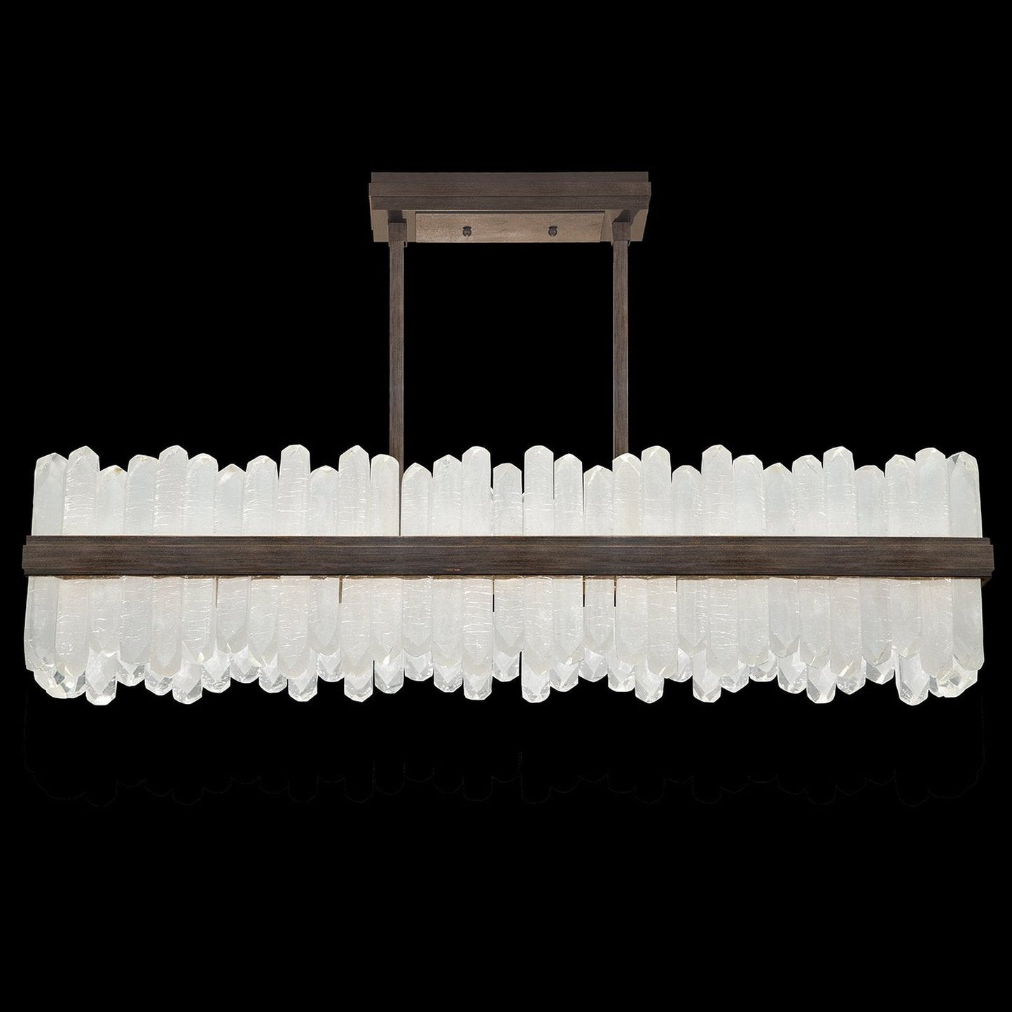 48-Inch Rectangular Crystal LED Pendant Light / Bronze