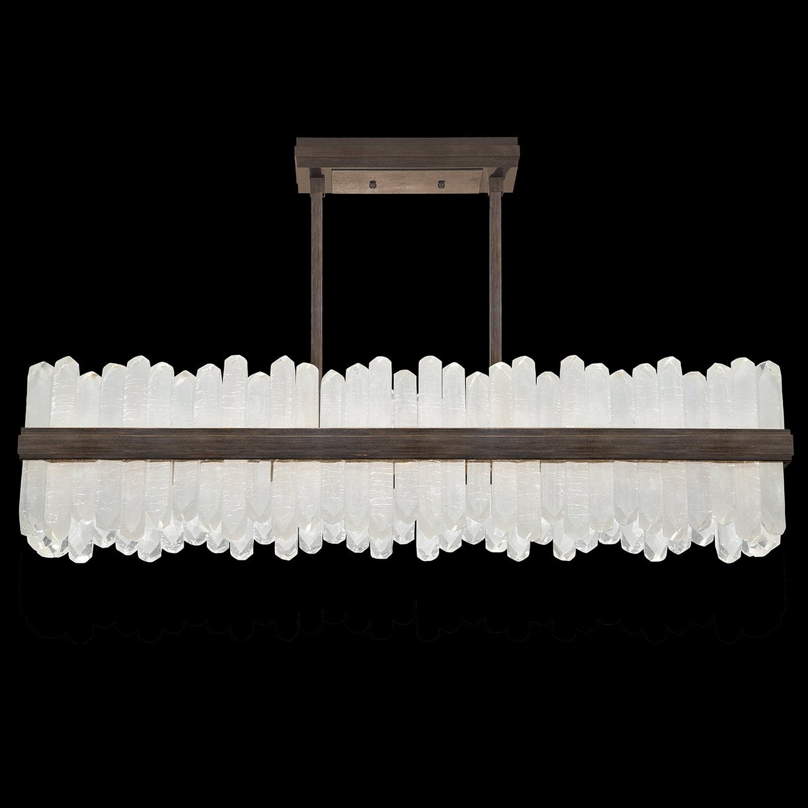48-Inch Rectangular Crystal LED Pendant Light / Bronze