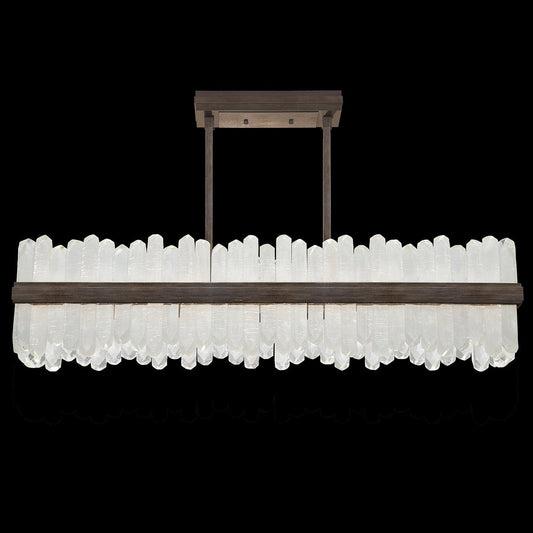 48-Inch Rectangular Crystal LED Pendant Light / Bronze
