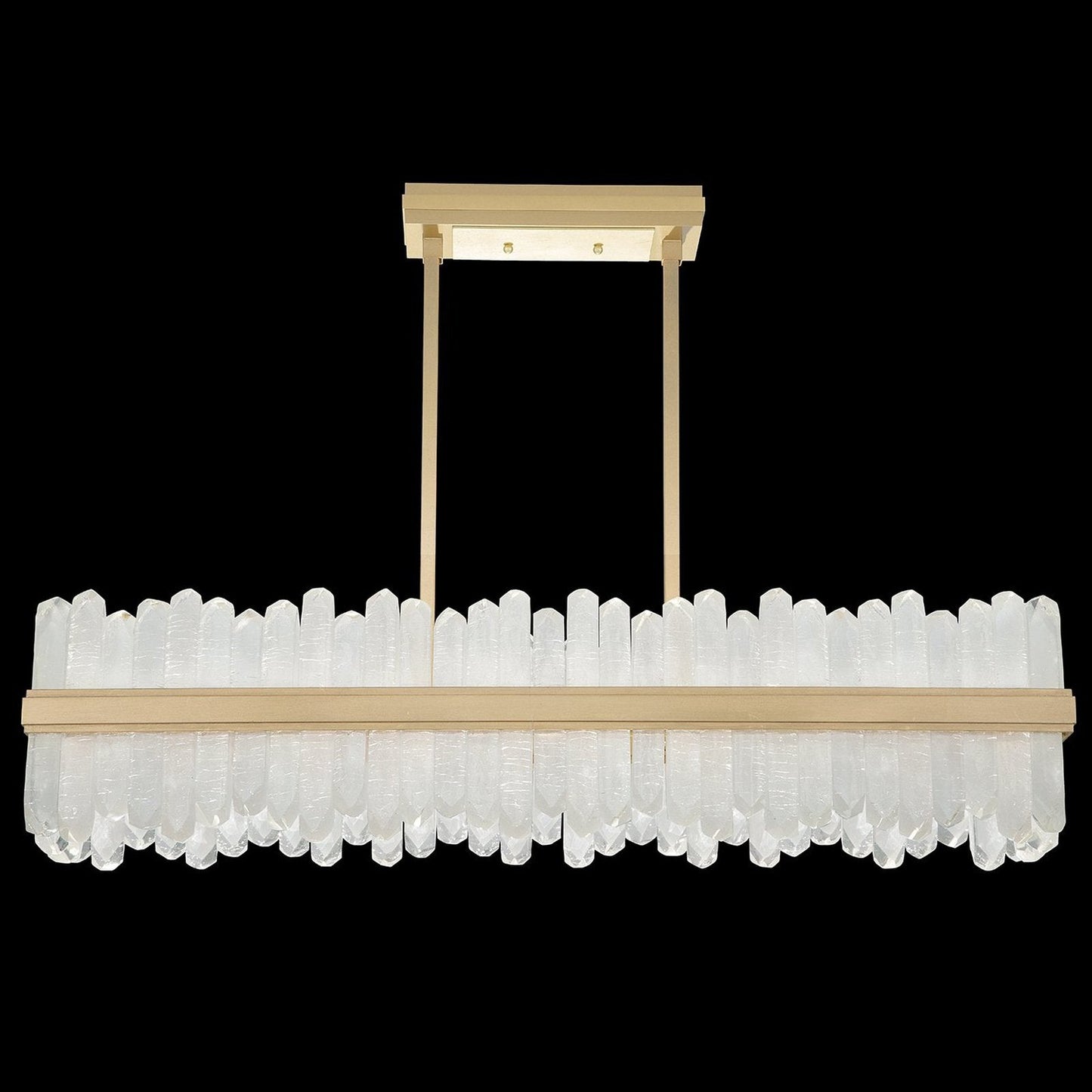 48-Inch Rectangular Crystal LED Pendant Light / Gold