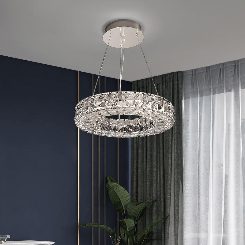 800mm Crystal LED Chandelier / Double circle small / Tricolor LED light