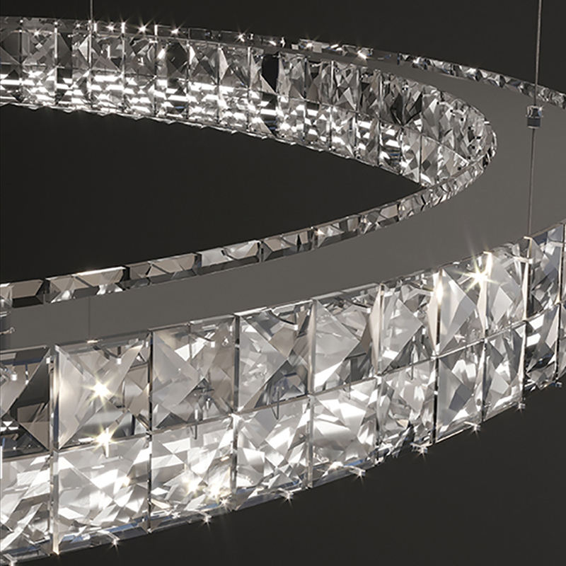 800mm Crystal LED Chandelier / Double circle medium / Tricolor LED light