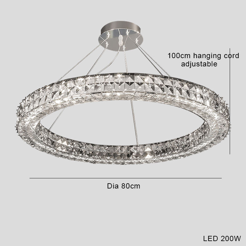 800mm Crystal LED Chandelier / Double circle large / Tricolor LED light