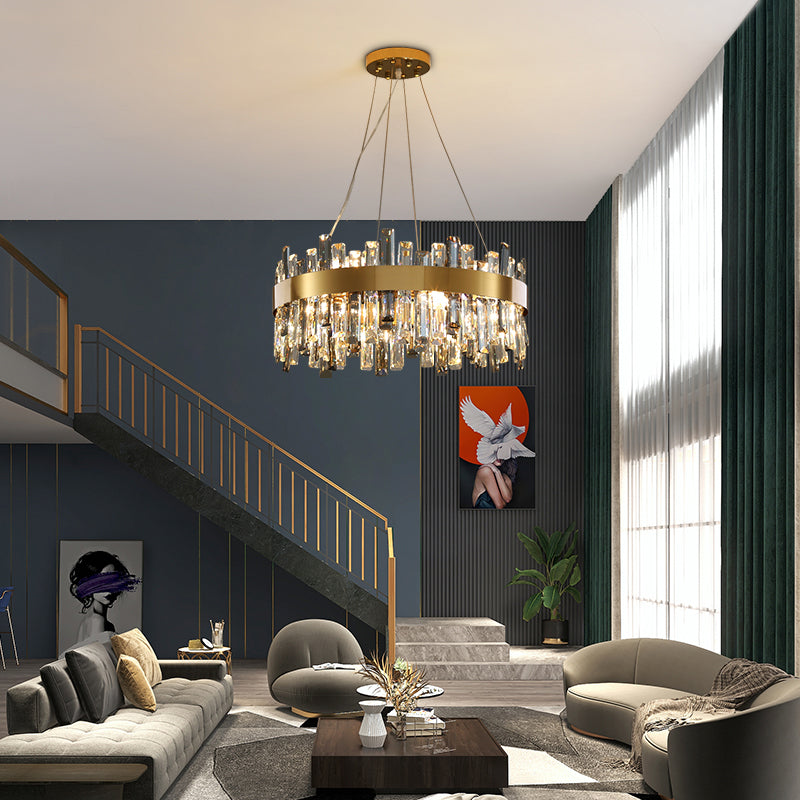Adjustable Stainless Steel Crystal Chandelier / 100cm