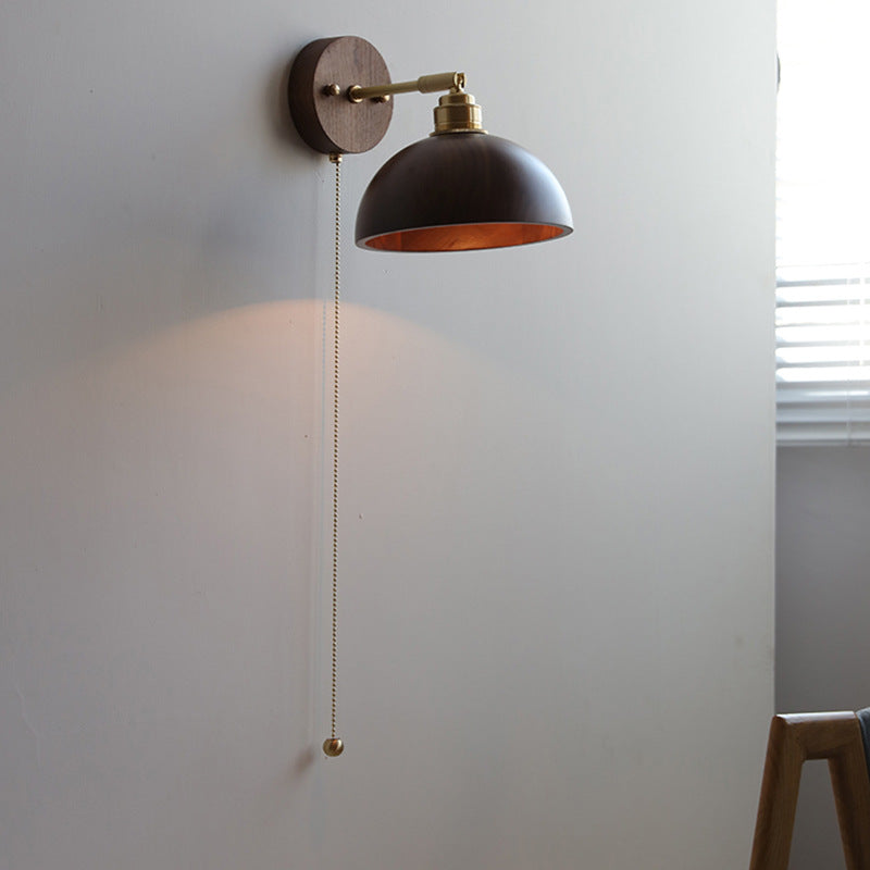 Nordic Wood-Tone Bedside Wall Light / Without Light Source / Walnut Colors