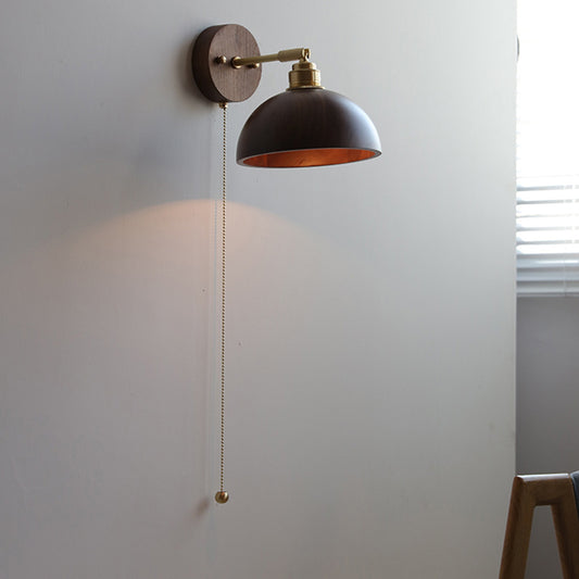 Nordic Wood-Tone Bedside Wall Light / Without Light Source / Walnut Colors