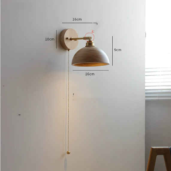 Nordic Wood-Tone Bedside Wall Light / Warm Light / Walnut Colors