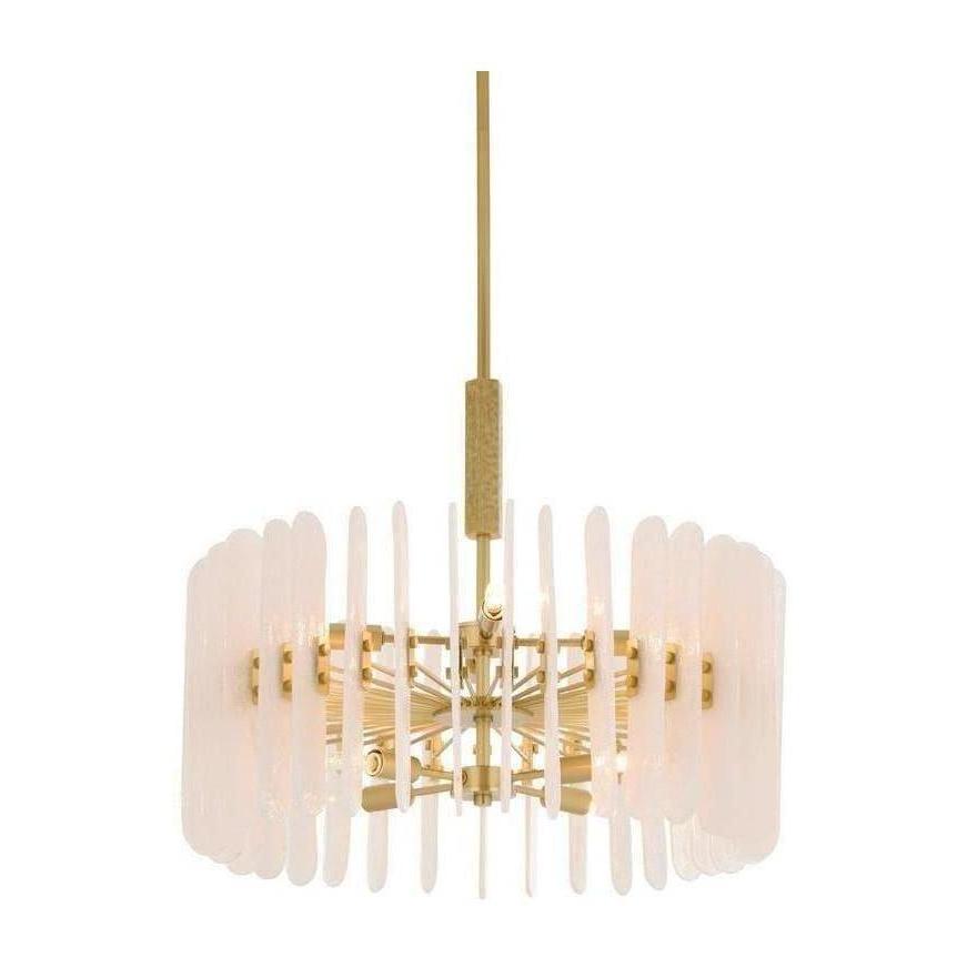 Seedy Glass Antique Brass Chandelier / White / Small