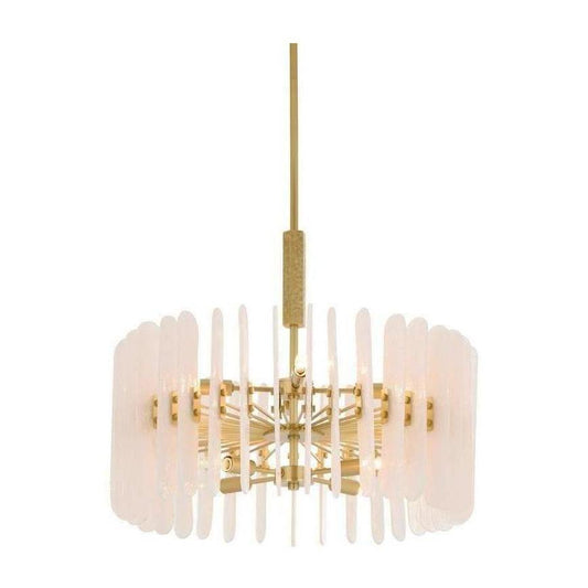 Seedy Glass Antique Brass Chandelier / White / Small