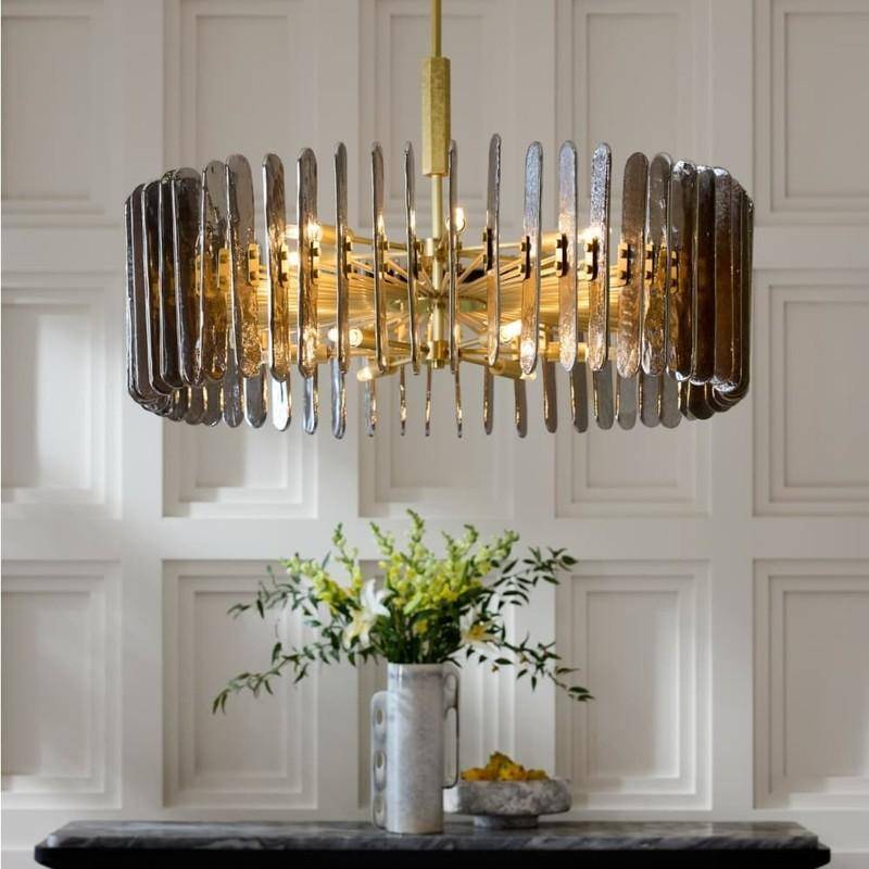 Seedy Glass Antique Brass Chandelier