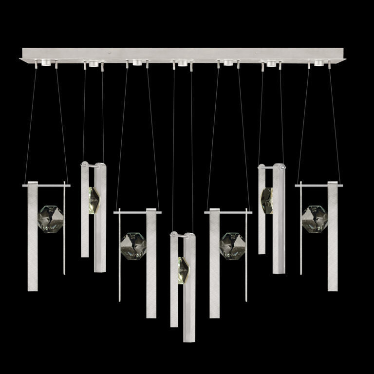 Seven-Drop Crystal LED Pendant Light / Brushed Silver