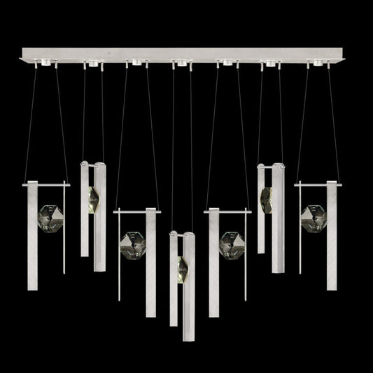 Seven-Drop Crystal LED Pendant Light / Brushed Silver