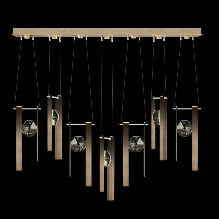 Seven-Drop Crystal LED Pendant Light / Bronze