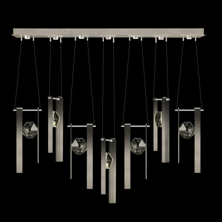 Seven-Drop Crystal LED Pendant Light / Soft Ombre Silver