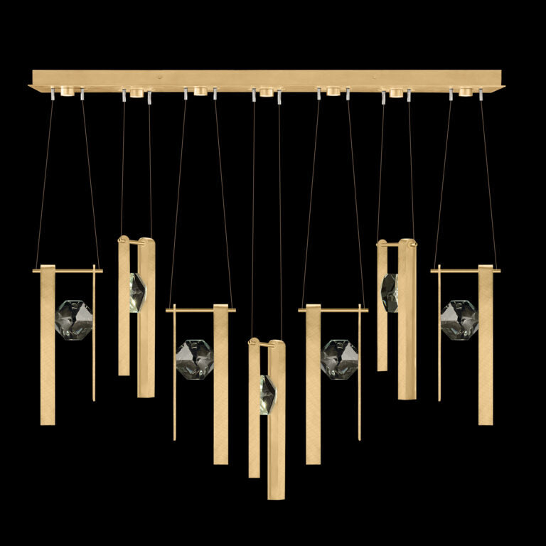 Seven-Drop Crystal LED Pendant Light / Gold