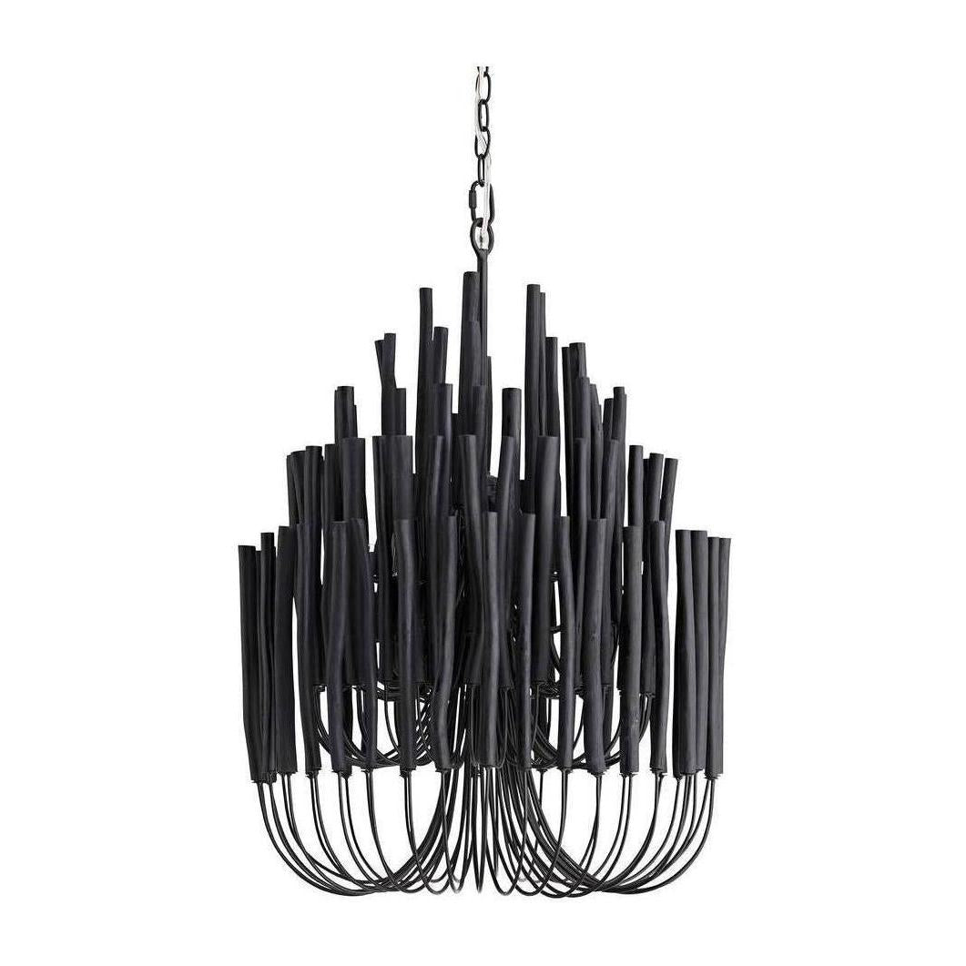 Tiered Black Wood Chandelier / Small