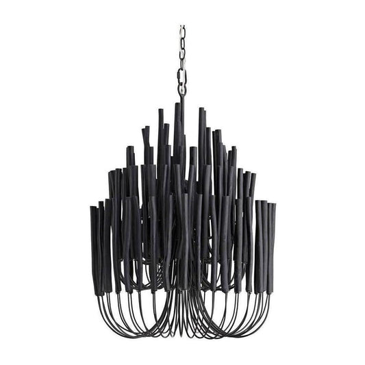 Tiered Black Wood Chandelier / Small