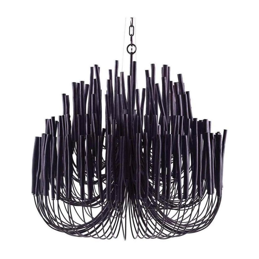 Tiered Black Wood Chandelier / Large