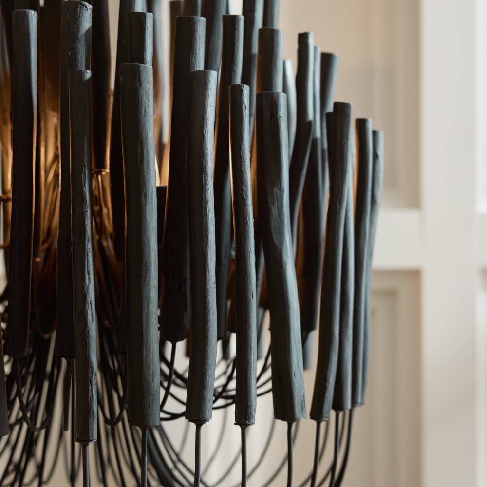 Tiered Black Wood Chandelier