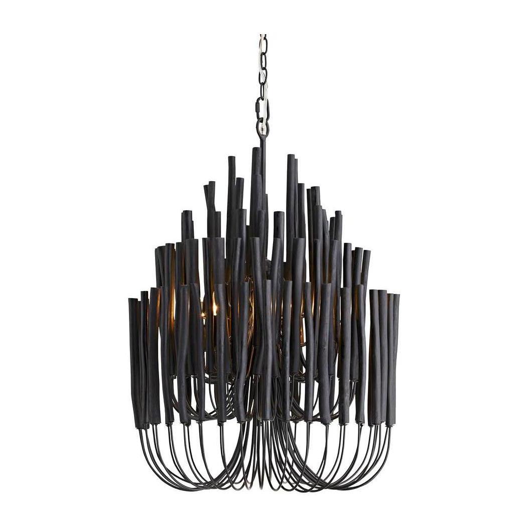 Tiered Black Wood Chandelier