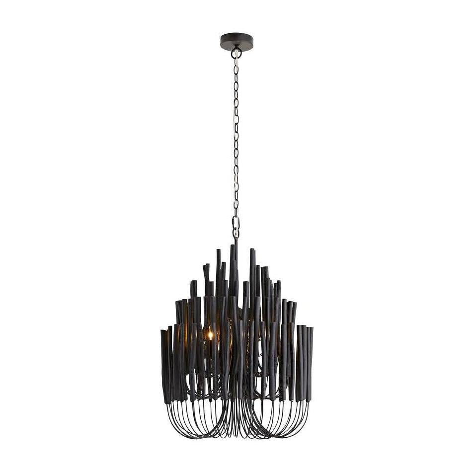 Tiered Black Wood Chandelier