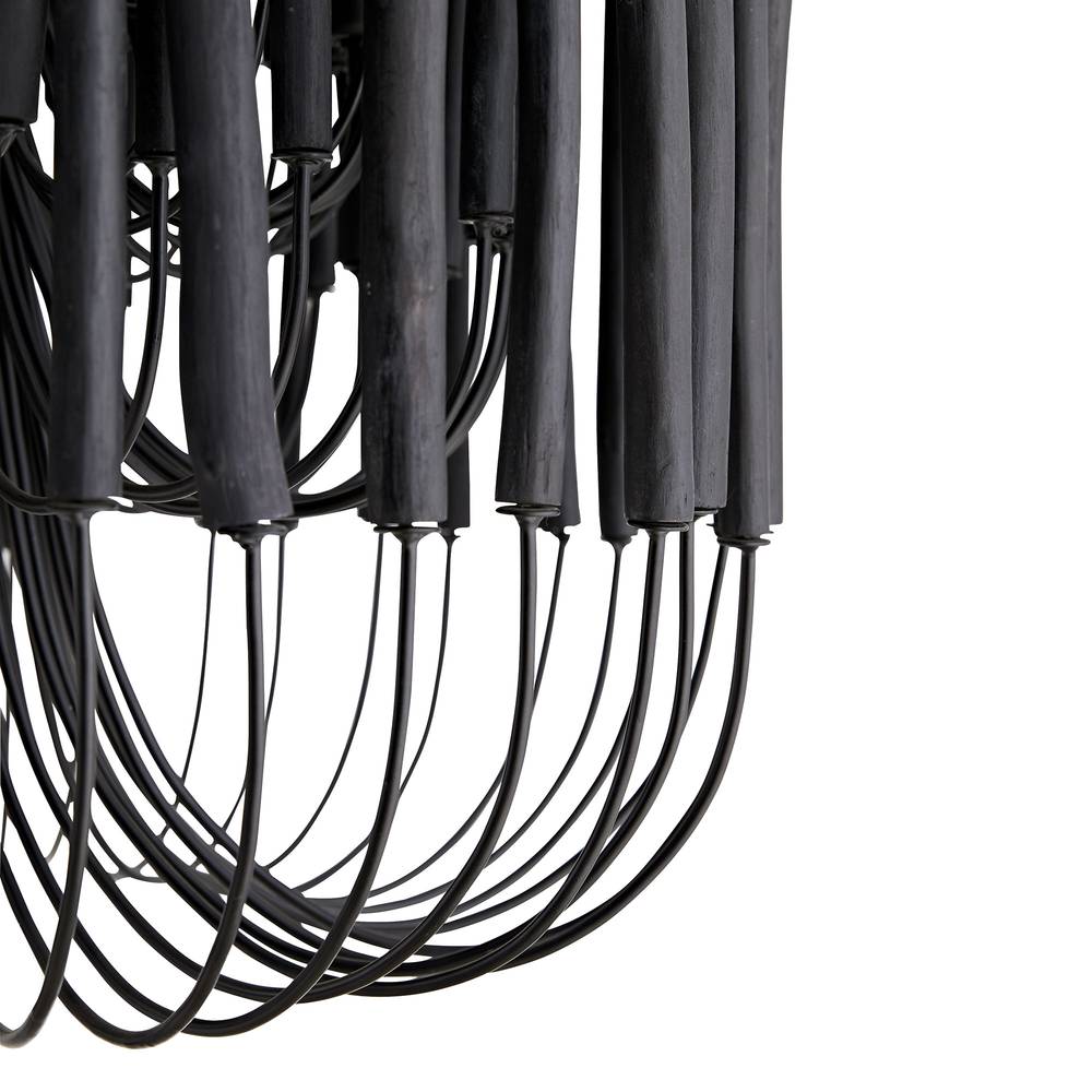 Tiered Black Wood Chandelier