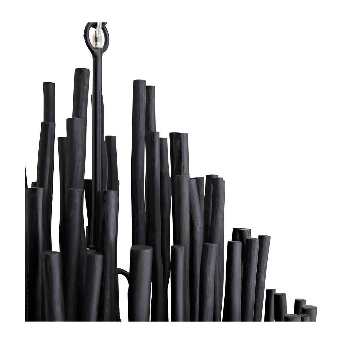 Tiered Black Wood Chandelier