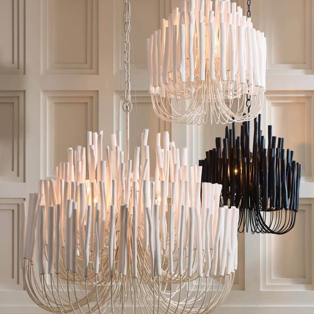 Tiered Black Wood Chandelier